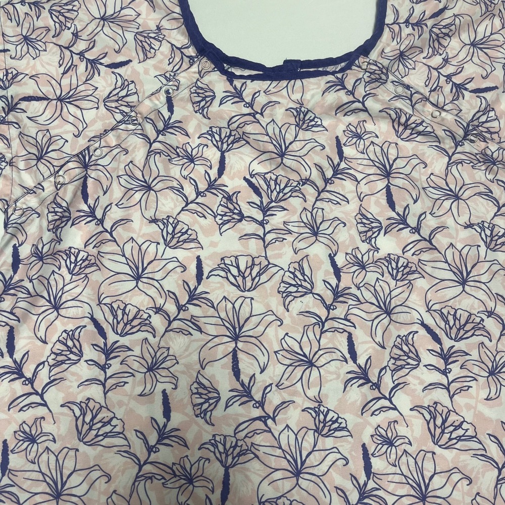 Maternity Hospital Gown Floral Nursing Breastfeeding Snap - Picture 5 of 7